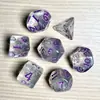 Juego de Dados Poliedros D&D con Patrón de Mármol, Color Mixto Transparente D4D6D8D10D12D20 Caras, Coc, Juego de Mesa, Juego de Siete Piezas