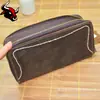 Cartera larga de cuero genuino para hombre, billetera de mano vintage de cuero Crazy Horse para hombre