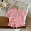 Traje Deportivo Casual Estilo Verano para Niños Pequeños y Medianos, Niños y Niñas, Conjunto de Dos Piezas con Pantalones Cortos de Manga Corta, Infantil Estampado Listo para Usar