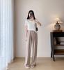 ¡Pantalones Nai Fu Yamamoto! Pantalones Frescos de Satén Japonés con Textura de Caída Rectos Estilo Caminar sobre Nubes de Pierna Ancha para Mujer Verano