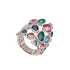 Anillo elástico de flor geométrica hueca de nuevo color esmaltado transfronterizo, moda femenina, racimo de flores versátil, anillo de alta gama