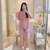 Pijama feminino de algodão e seda 2024 novo primavera e outono manga longa seda artificial alta qualidade terno verde verão roupa de casa