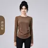 Outono/Inverno 2026 Novo Roupa de Yoga com Duas Pregas Manga Longa Camada Base Esportiva Feminina Camada Inferior Quente Roupas de Fitness Atacado