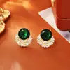 Brincos de Zircônia Esmeralda da Moda de Luxo Leve, Design de Nicho de Alto Padrão, Brincos Estilosos para Mulheres, Joias Personalizadas Estilo Ins