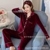Pijamas de terciopelo dorado de estilo coreano de alta gama, pijamas estilo ins para mujer, otoño e invierno, terciopelo de diamante, ropa de casa de dos piezas de celebridades de Internet