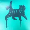 [Estilo Grande] Arte para Jardín de Gatos Arte de Hierro Set de Siluetas de Gatitos Decoración para Patio Exterior Inserto en el Suelo del Jardín