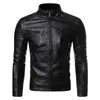 Jaqueta de Couro Slim-fit Engrossada Jaqueta Bonita Jaqueta Casual Masculina Motocicleta Inverno PU Tendência Primavera e Outono Jaqueta de Couro