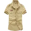 Camisa Casual Resistente para Hombre de Verano 2019 Ropa de Trabajo Estilo Rudo para Exteriores Talla Grande Camisa Militar de Trabajo Hombrera 100% Algodón Camisa Juvenil de Manga Corta para Hombres