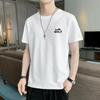 Camiseta Masculina de Manga Curta 100% Algodão Verão Gola Redonda Manga Curta Camiseta Básica Juvenil Tendência Solta Top