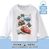 Ropa de Otoño para Niños de Cars Rayo McQueen Camiseta de Algodón Puro de Manga Larga Niños Niñas Bebé Cuello Redondo Top Ropa de Otoño