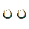Brincos de Argola U-Shaped Tridimensionais com Gota de Óleo Estilo Retro Francês Hong Kong para Mulheres, Estilosos, Simples, Únicos, Minimalistas, Atacado