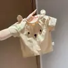 Camiseta de Manga Corta con Orejas de Conejo Tridimensionales para Niños y Niñas, Top de Algodón Lindo de Dibujos Animados para Verano