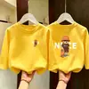 Camiseta de manga larga de algodón puro para niños talla mediana y grande, camiseta básica infantil de estilo coreano moderna y elegante para otoño 2026