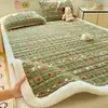 Colchoneta Gruesa de Leche Polar Estampada para Invierno, Habitación, Hogar, Tatami, Cojín Suave, Cubierta de Cama Acolchada de Polar Coral Cálido