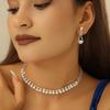 Colar com corrente e brincos de pérolas sensuais europeias e americanas, conjunto de duas peças, vestido fashion, simples, combinando, colar com corrente e clavícula