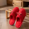Pantuflas de boda, par rojo festivo, diseño de alta gama, perfectas para recién casados, un regalo para la novia, adecuadas para parejas, pantuflas de algodón de otoño e invierno