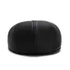 Boné de Baseball Quente de Lã para Homens no Inverno, Cor Sólida, Couro PU, para Pais e Avôs de Meia-Idade e Idosos, Boné para Frente com Proteção de Orelha
