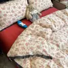 Conjunto de Roupa de Cama de Algodão Puro Renda Quatro Peças Feminino, Capa de Edredom, Conjunto de Roupa de Cama de Três Peças para Quarto de Estudante 44