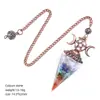 Pingente Pêndulo de Cristal Natural Transfronteiriço, Cor Vermelha Antiga, Lua Triangular Cone Hexagonal, Meditação Yoga, Pêndulo de Resina com Frequência Ajustável