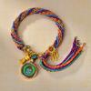 Cuerda de Mano Xizang Tejida a Mano Recurrente Cuerda de Mano Pequeña Pulsera Thangka Cuerda Thangka Dios de la Riqueza Madre Verde Zakilam
