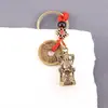 Llavero Colgante Estilo Chino Dios de la Riqueza Adorno de Latón Puro Navideño para la Paz y la Felicidad, Pequeño Accesorio Atractor de Riqueza Colgante Hecho a Mano