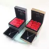 Caixa de Presente 9 Rosas Cola Pura Caixa de Joias Flor de Sabão Caixa para Colar Caixa para Pingente Tampa Flip Gaveta Caixa de Presente