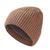 Gorro de punto cálido de cúpula engrosada para hombre, color sólido, combinable con todo, para el frío, para montar, a prueba de viento, protección para las orejas, forrado de forro polar, tipo pullover, de lana, invierno