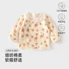 Camisa de Algodão Meio Costas para Bebê Recém-Nascido, Sem Costura, 0-3 Meses, Estilo Primavera/Verão, Roupa Estilo Monge, Top de Bebê Classe A