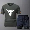 Nuevo Conjunto de Dos Piezas para Hombre, Moderno, Cuello Redondo, Manga Corta, Verano, Casual, Deportivo, Shorts de Fitness, Transpirable, Secado Rápido, Listo para la Venta