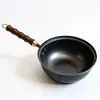 Wok de hierro forjado a mano de Zhangqiu con mango de bambú, apto para cocina casera, sin recubrimiento