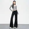 Casual Americano Adelgazante Cómodo Deportivo Otoño e Invierno Pantalones Largos Caída Largo hasta el Suelo Versátil Suelto Acampanado Cordón Cintura Baja Lana