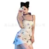 Camisola Sexy Estampada com Alças e Bojo para Mulheres, Verão Sem Mangas Justa com Saia Curta, Saia Sexy Pura Tentação Cintura Marcada que Valoriza o Bumbum