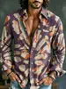 Camisa de Manga Larga Casual con Estampado Floral Artístico de Nuevo Estilo Transfronteriza con Impresión Digital 3D, Hecha a Medida, Pedido Mínimo Una Pieza