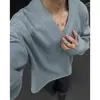 Primavera 2026 Nuevo Suéter de Punto de Cuello en V Talla Grande Estilo Hong Kong para Hombre Rayas Finas Más Fácil de Combinar Color Sólido Top Casual