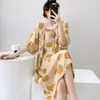Bata Larga de Algodón y Seda para Mujer, Ropa de Casa Holgada Talla Grande, Falda Transpirable, Falda de Playa, Falda de Algodón Artificial Estilo Nacional, Estilo Delgado