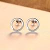 PAG & MAG Aretes de Círculo Pequeño Plata S925 Aretes Femeninos Coreanos Diseño de Dona Aretes Lindos Joyería de Plata