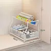 Estante de Almacenamiento para Fregadero de Cocina del Hogar Gabinete Deslizante Estante Deslizante por Capas Cesta Deslizante Estante de Almacenamiento para Platos de Fregadero Condimentos