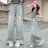 Pantalones Finos de Verano para Niñas 2026 Nuevo Estilo para Niñas Mayores, Jeans de Tencel de Verano, Pantalones Largos de Seda Helada para Estudiantes de Secundaria