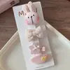 8 piezas Nuevo lazo de tela rosa dulce de rosa pinza para el pelo de niños par de pinzas de corazón rosa para niña accesorios para el pelo