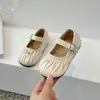 Zapatos Infantiles de Cuero Arrugado Estilo Coreano Primavera y Otoño 2026 Zapatos de Cuero para Niñas Bailarinas de Princesa para Niños Mocasines para Bebé