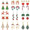 Amazon Juego de Pendientes de Campana de Árbol de Navidad Alce Copo de Nieve Pendientes de Botón Lindos Pendientes de Fiesta de Navidad para Mujer