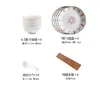 Tigelas e Pratos de Cerâmica Japonesa Atacado Doméstico Simples Tigela para Macarrão Tigela para Sopa Tigela para Arroz Combinação Tigela e Prato Listrado Vertical Criativo Louça