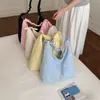 Bolsa de Lona Estilo Coreano com Cordão Estrela Feminina de Grande Capacidade Versátil Bolsa de Ombro 2026 Nova Bolsa Transversal Plissada