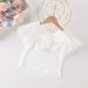 Camiseta de renda para meninas primavera 2021 primavera e verão roupas infantis estilo coreano babados estilo ocidental doce top de renda fina na moda