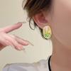 Aretes Ovales de Flor Perla Jardín Monet Retro Francés Lujo Ligero Estilo Palacio Esmalte Goteado Aretes para Mujer
