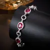 Pulseira oval, multi-colorida, cravejada com zircônias cúbicas, tom prateado, vintage e luxuosa, com pedras preciosas contrastantes, acessórios requintados, atacado direto da fábrica
