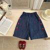 Traje Coreano de Verano Crema de Fresa 2025 Nuevo Estilo Infantil Chaleco Tejido Calado Pantalón Recto Conjunto de Dos Piezas