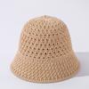 Sombrero de Pescador Pequeño de Borde Hueco Tejido de Punto Estilo Coreano para Mujer, Sombrero de Cubeta Delgado Transpirable de Verano, Sombrero de Sol de Borde Pequeño de Moda Versátil