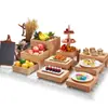 Mesa de Postres tipo Buffet Soporte de Exhibición para Sushi Mesa para Pausa de Té China Mesa de Comida Fría Estante para Pasteles Placa de Exhibición con Adornos de Madera