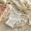 Embalado individualmente!!! Calcinha sexy feminina de renda vazada com laço, cintura média, para jovens senhoritas